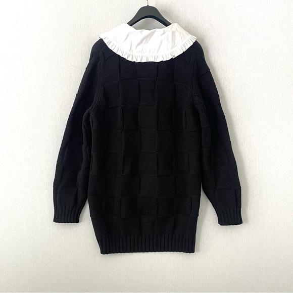 ⭐️HP⭐️ GANNI Smiley Face Oversized-Collar Basketweave Cardigan - Picture 8 of 16